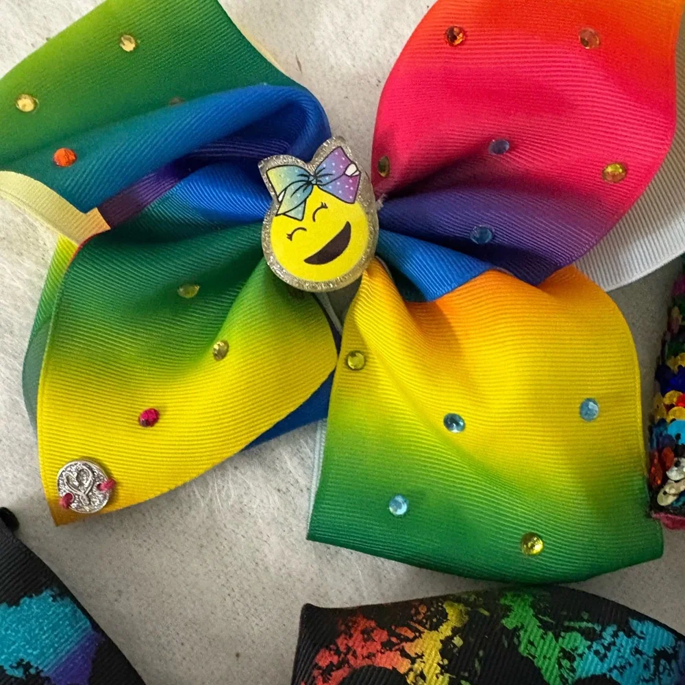 Bundle of 5 Large Size Jojo Siwa Colorful Kids Hair Bows